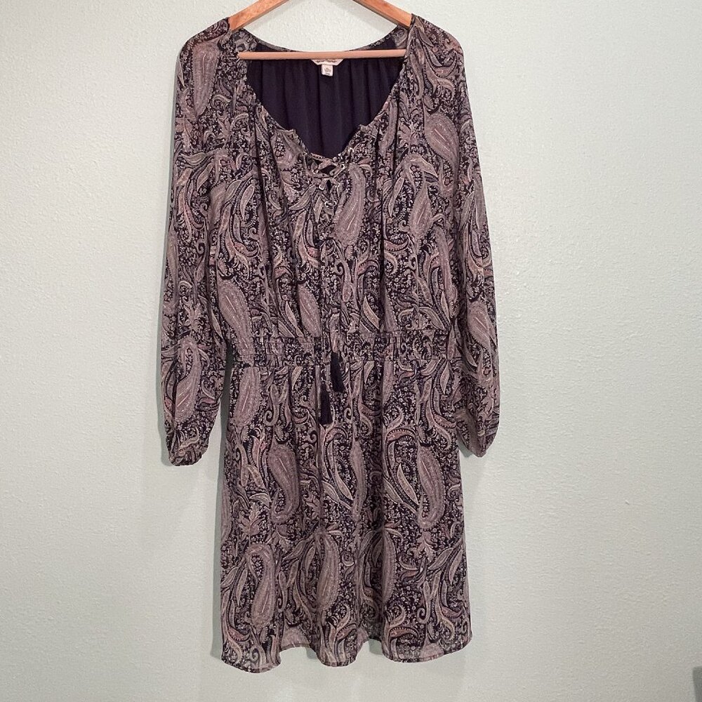 Krazy Kat size XL blue & pink paisley dress